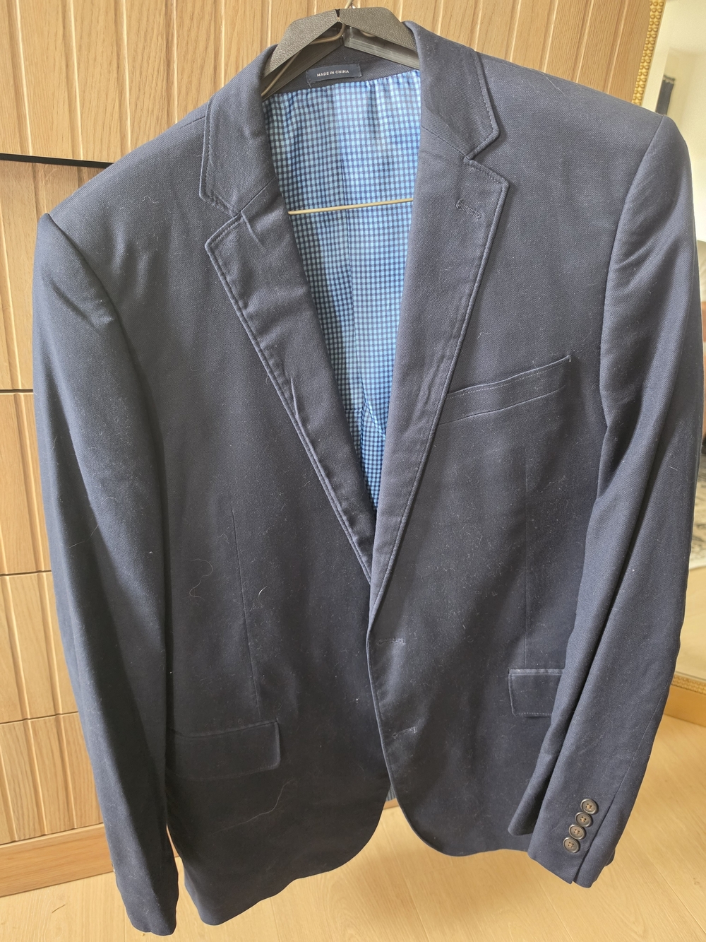 Stafford Navy Sport Coat with Blue Gingham Lining